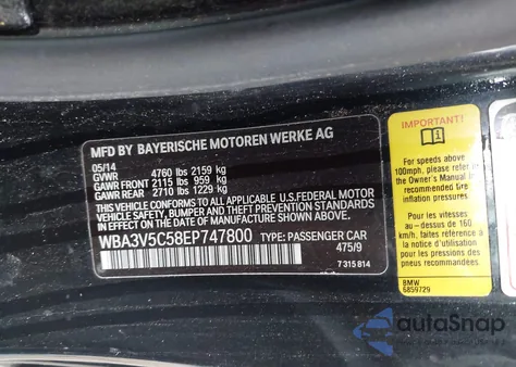 2014 BMW 428I z USA, uszkodzony, nr VIN WBA3V5C58EP747800